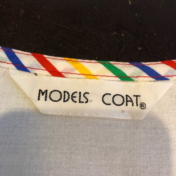 Vintage Models Coat white rainbow striped snap front house coat - Picture 10 of 14